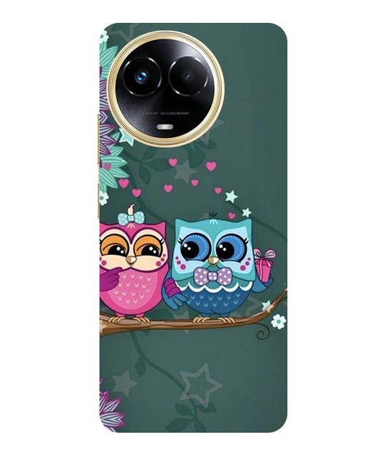 Heart Owl Design Back Cover For Realme C67 5G