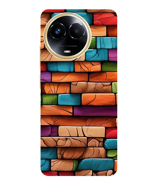 Colorful Wood Back Cover For  Realme Narzo 60x 5G