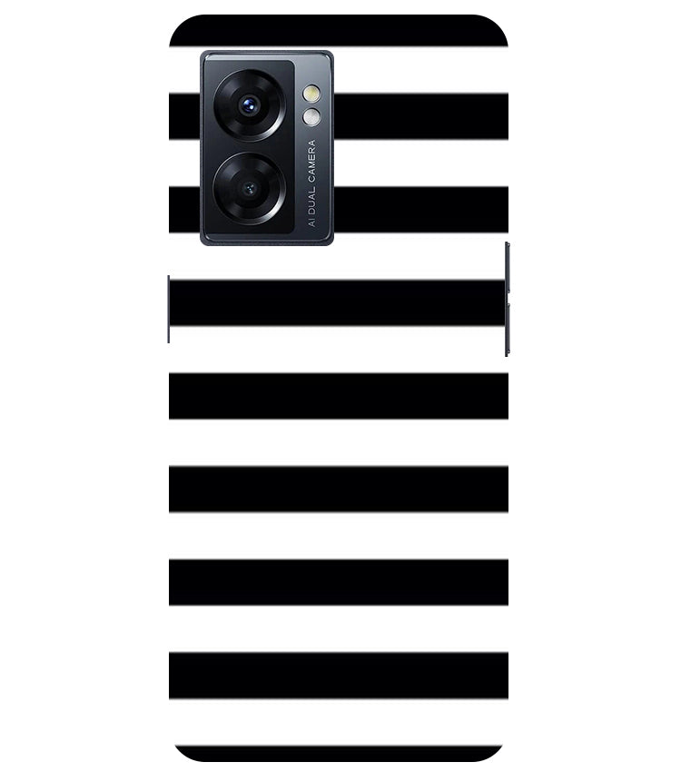 Black and White Stripes Back Cover For Oppo K10 5G