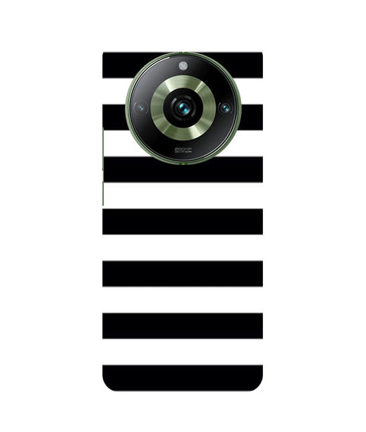 Black and White Stripes Back Cover For  Realme 12 Plus 5G