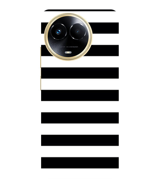 Black and White Stripes Back Cover For Realme Narzo 60x 5G