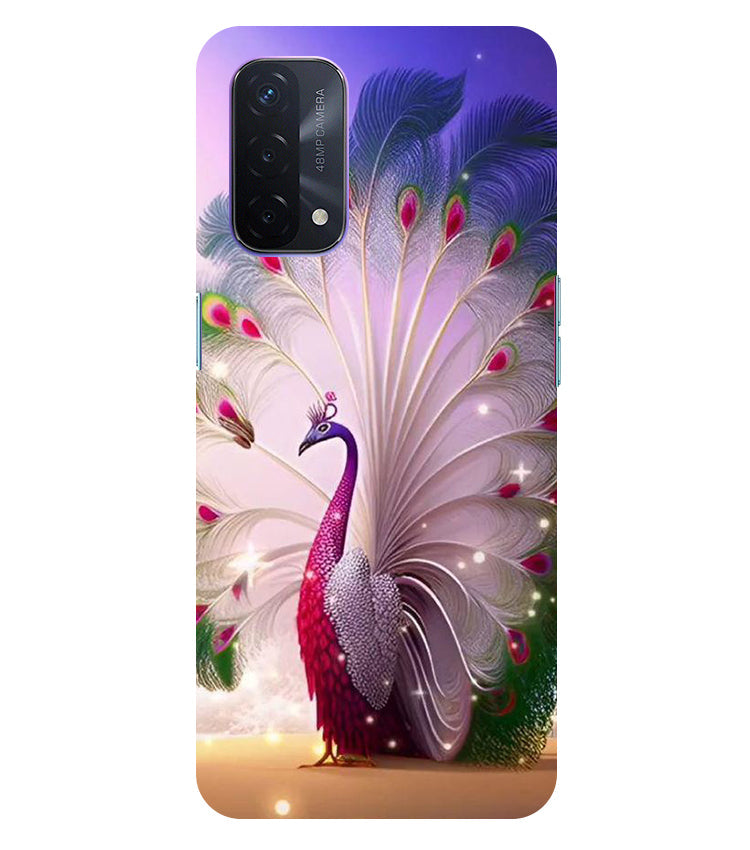 Peacock with Feather Back Cover For Oppo A74 5G