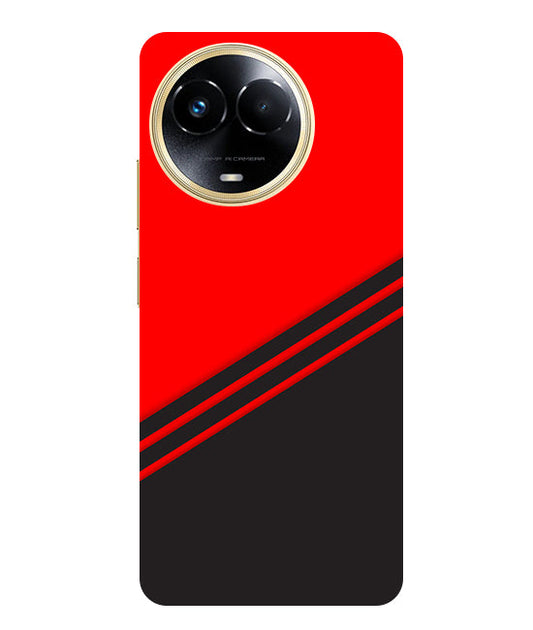 abstract red-black design flat line Back Cover For  Realme Narzo 60x 5G