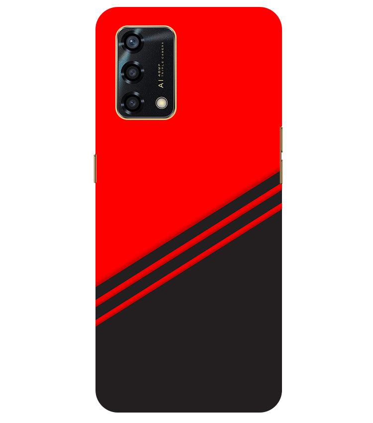 abstract red-black design flat line Back Cover For Oppo F19