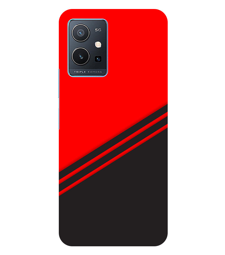 abstract red-black design flat line Back Cover For iQOO Z6 5G