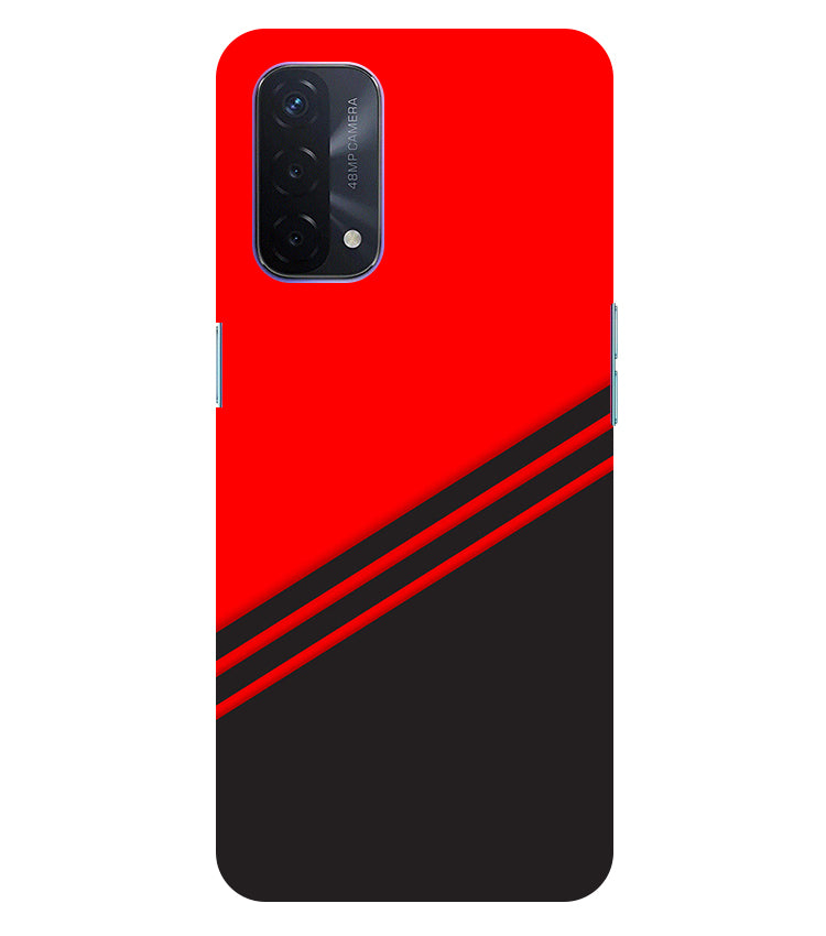 abstract red-black design flat line Back Cover For Oppo A74 5G