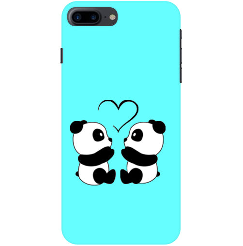 Two Panda With heart Printed Back Cover For Apple Iphone 8 Plus