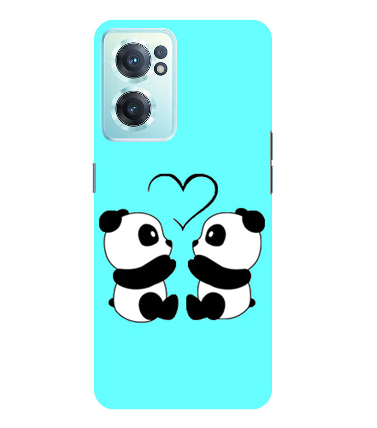 Two Panda With heart Printed Back Cover For Oneplus Nord CE 2 5G