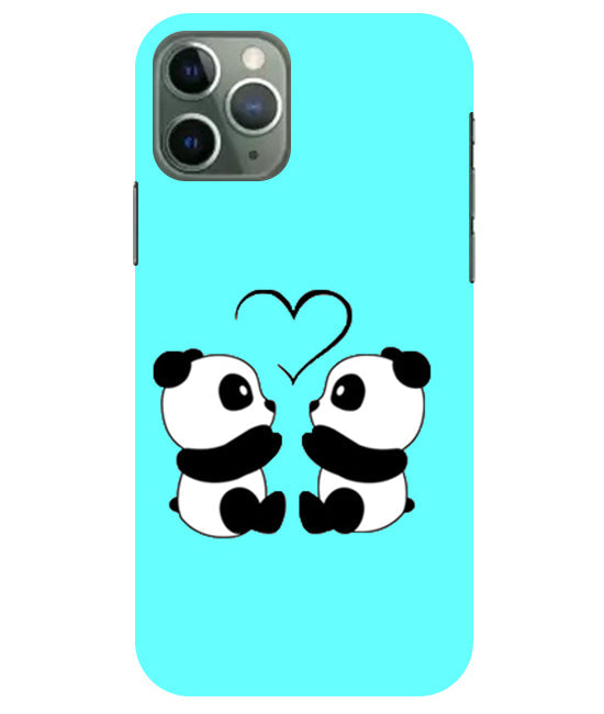 Two Panda With heart Printed Back Cover For Apple Iphone 11 Pro Max