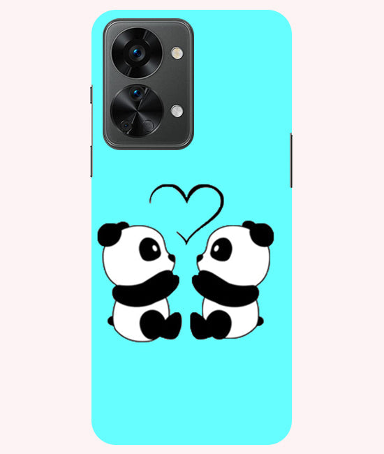 Two Panda With heart Printed Back Cover For Oneplus Nord 2T 5G