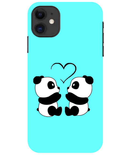 Two Panda With heart Printed Back Cover For Apple Iphone 11
