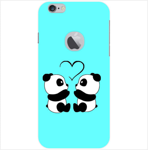 Two Panda With heart Printed Back Cover For Apple Iphone 6/6S Logo Cut