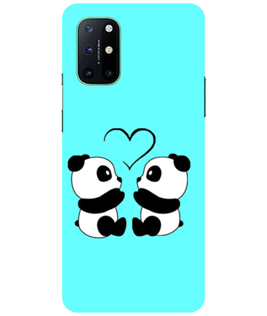 Two Panda With heart Printed Back Cover For Oneplus 8T