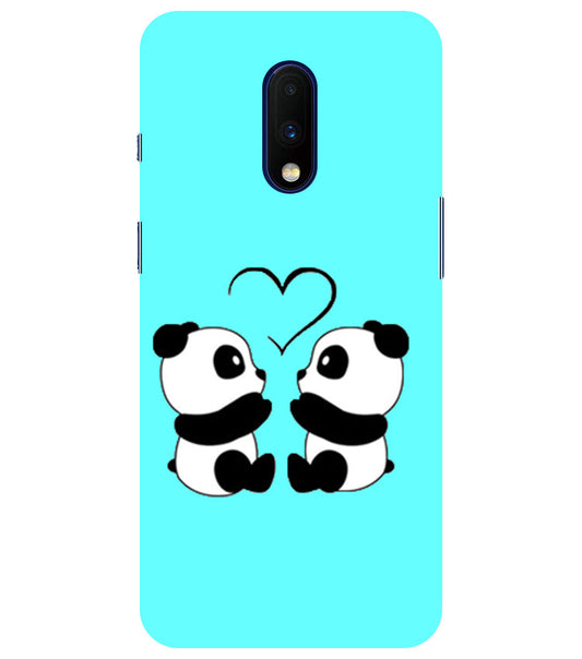 Two Panda With heart Printed Back Cover For Oneplus 6T