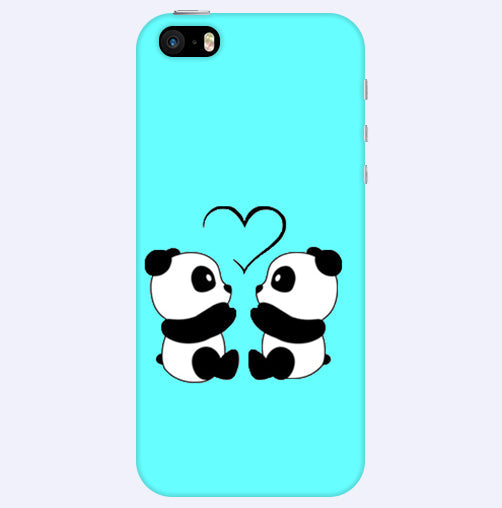 Two Panda With heart Printed Back Cover For Apple Iphone 5/5S