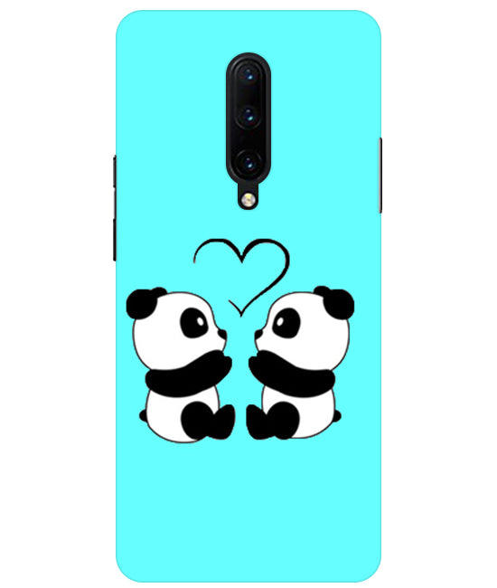 Two Panda With heart Printed Back Cover For OnePlus 7 Pro
