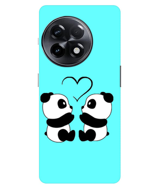 Two Panda With heart Printed Back Cover For Oneplus 11R 5G