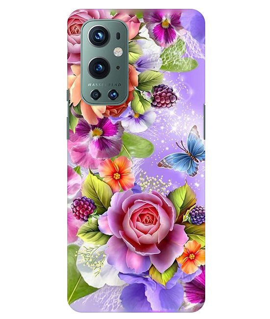 Flower Pattern Design Back Cover For Oneplus 9 Pro