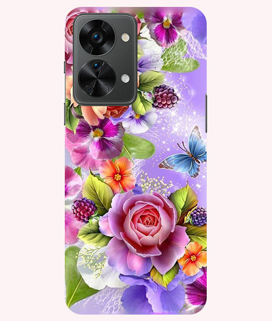 Flower Pattern Design Back Cover For Oneplus Nord 2T 5G
