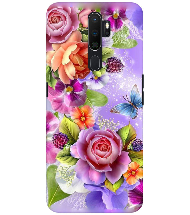 Flower Pattern Design Back Cover For Oppo A5 2020