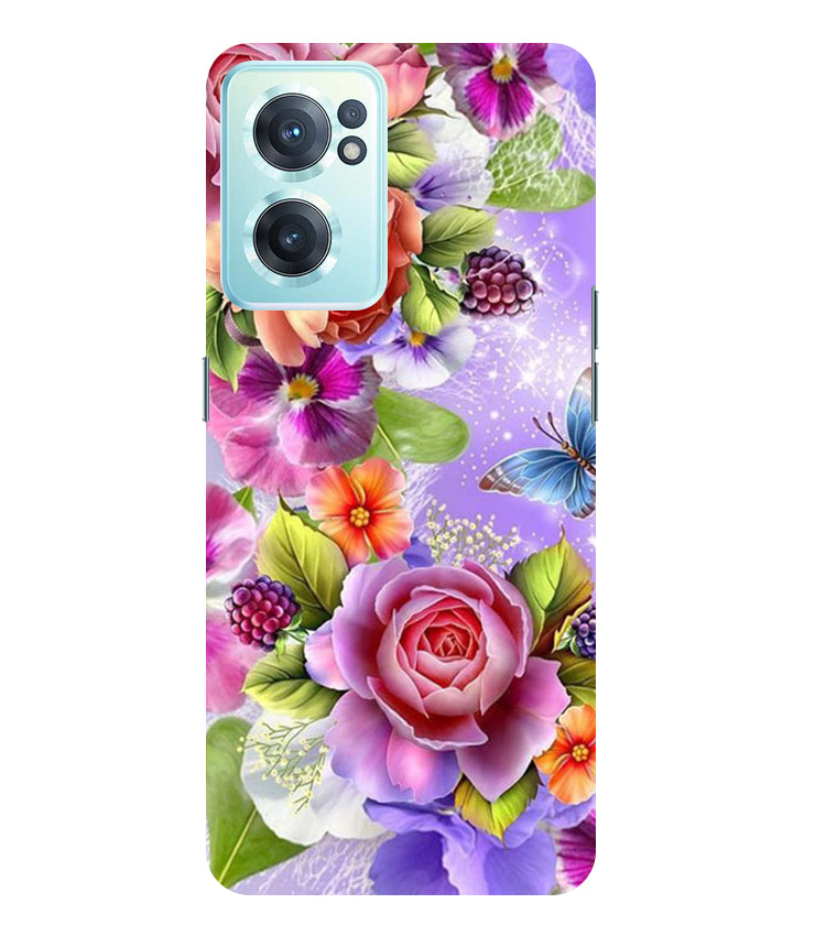 Flower Pattern Design Back Cover For Oneplus Nord CE 2 5G