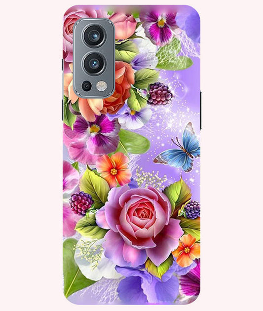Flower Pattern Design Back Cover For  Oneplus Nord 2 5G