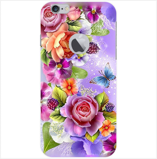 Flower Pattern Design Back Cover For Apple Iphone 6/6S Logo Cut