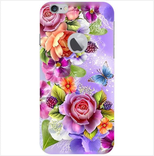 Flower Pattern Design Back Cover For  Apple Iphone 6/6S Logo Cut