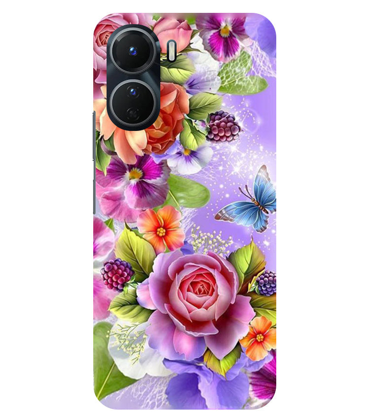 Flower Pattern Design Back Cover For Vivo Y16 5G