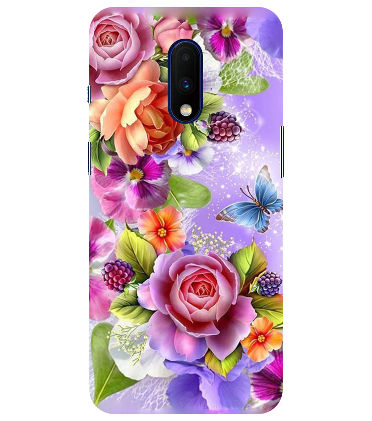 Flower Pattern Design Back Cover For Oneplus 7