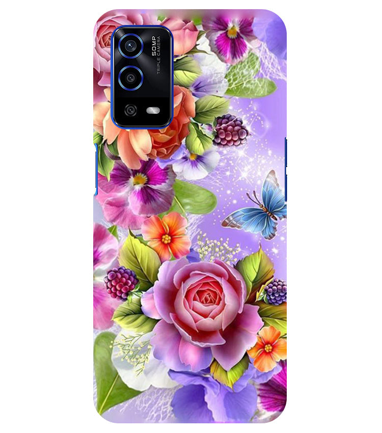 Flower Pattern Design Back Cover For Oppo A53S 5G