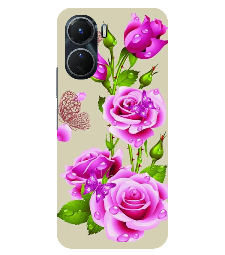 Flower Pattern 1 Design Back Cover For Vivo Y16 5G