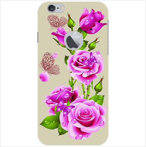 Flower Pattern 1 Design Back Cover For Apple Iphone 6/6S Logo Cut