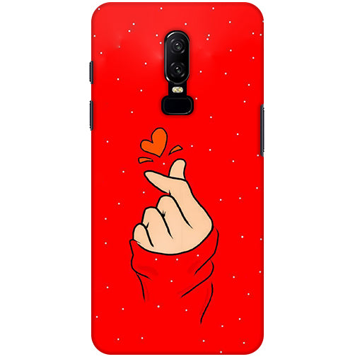 Finger Heart Back Cover For Oneplus 6