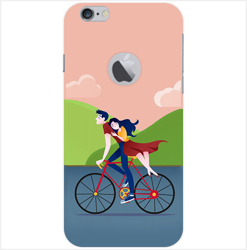 Cycling Couple Back Cover For Apple Iphone 6/6S Logo Cut