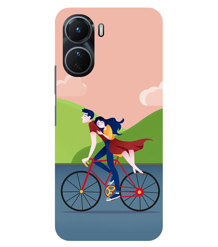 Cycling Couple Back Cover For Vivo Y16 5G