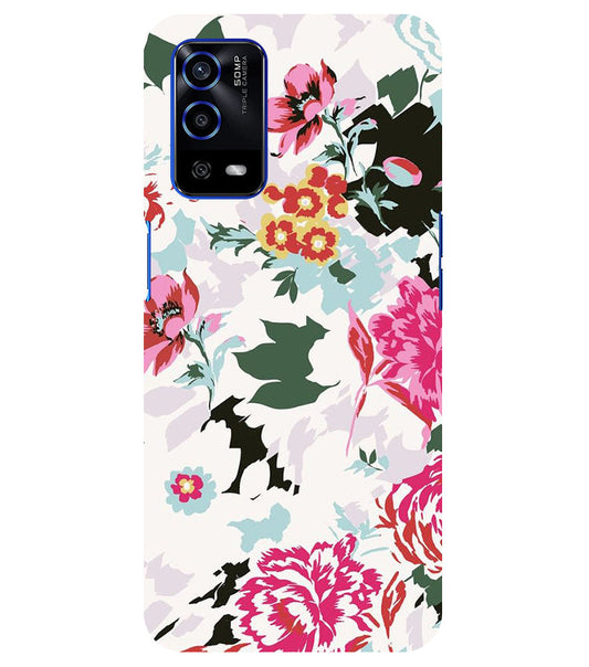 Flower Printed Pattern Back Cover For  Oppo A55