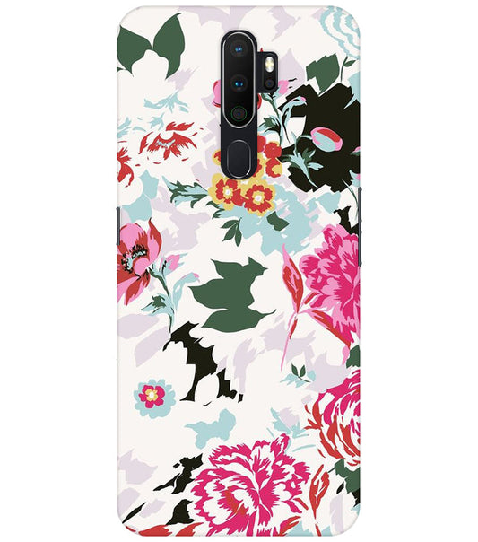Flower Printed Pattern Back Cover For  Oppo A5 2020