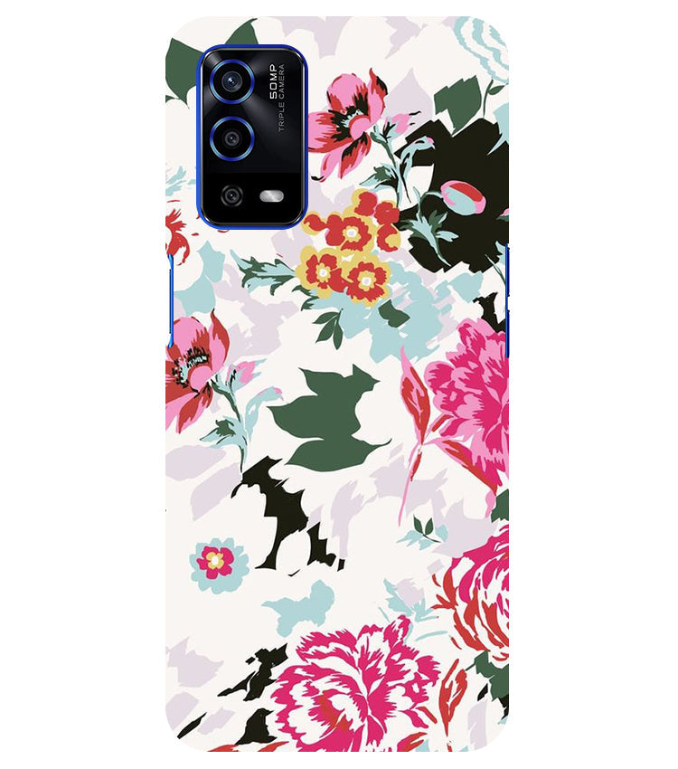Flower Printed Pattern Back Cover For Oppo A16