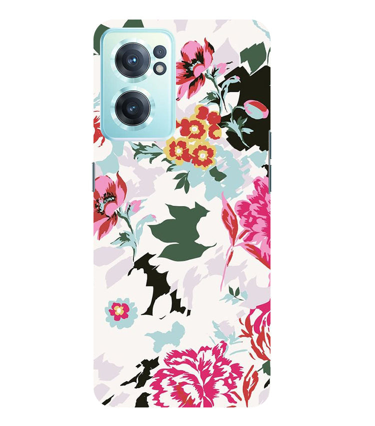 Flower Printed Pattern Back Cover For Oneplus Nord CE 2 5G