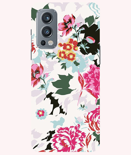 Flower Printed Pattern Back Cover For Oneplus Nord 2 5G