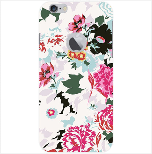 Flower Printed Pattern Back Cover For  Apple Iphone 6/6S Logo Cut