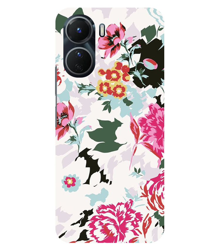 Flower Printed Pattern Back Cover For Vivo Y16 5G