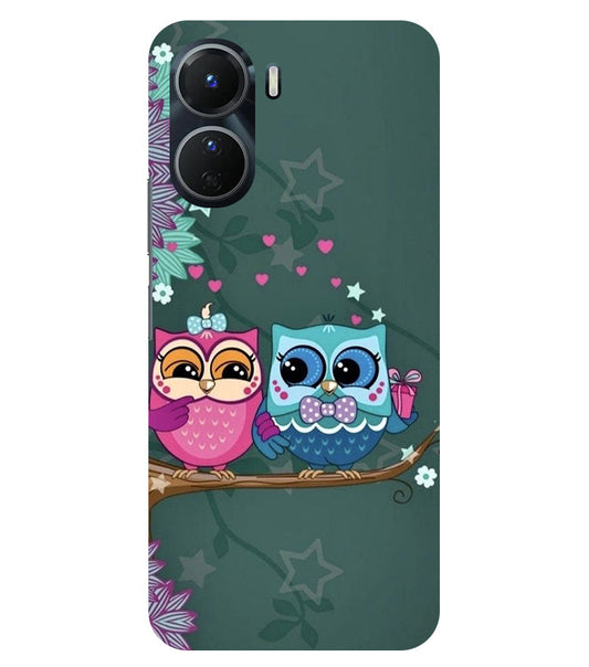 Heart Owl Design Back Cover For Vivo Y16 5G