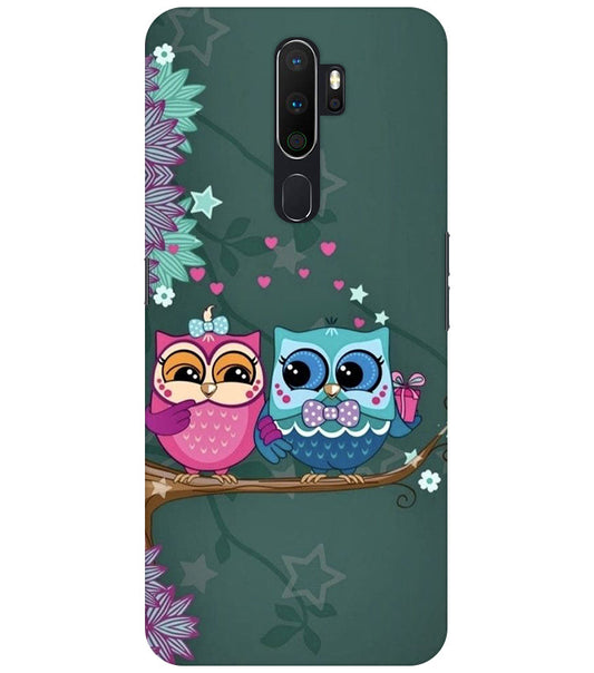 Heart Owl Design Back Cover For Oppo A5 2020