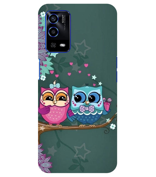 Heart Owl Design Back Cover For Oppo A16