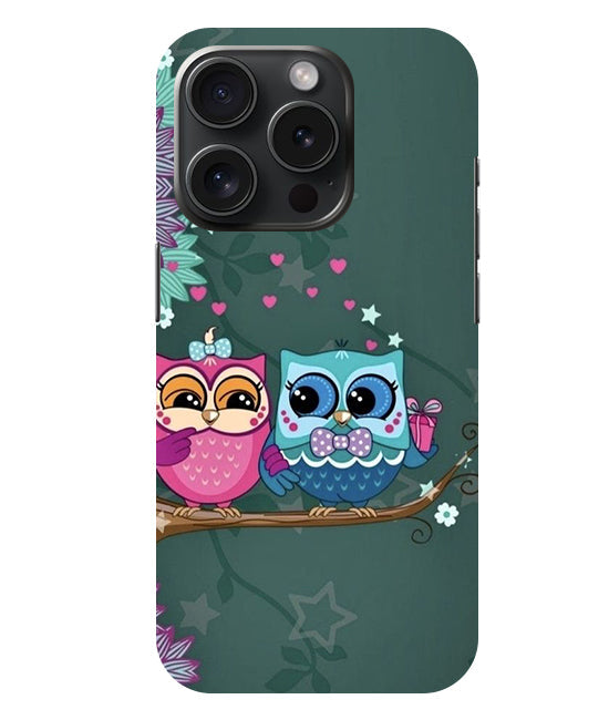 Heart Owl Design Back Cover For Iphone 15 Pro