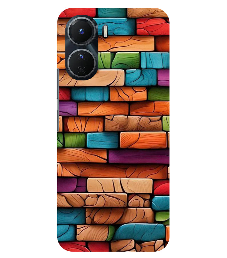 Colorful Wood Back Cover For Vivo Y16 5G