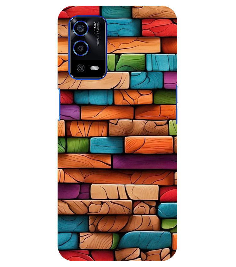 Colorful Wood Back Cover For Oppo A53S 5G