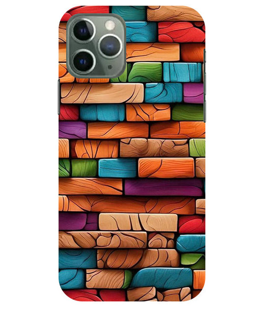Colorful Wood Back Cover For  Apple Iphone 11 Pro